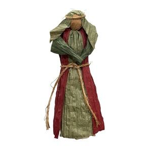 Vtg Handmade Xmas Nativity Paper Doll 8" Joseph Primitive Country Decor Folk Art